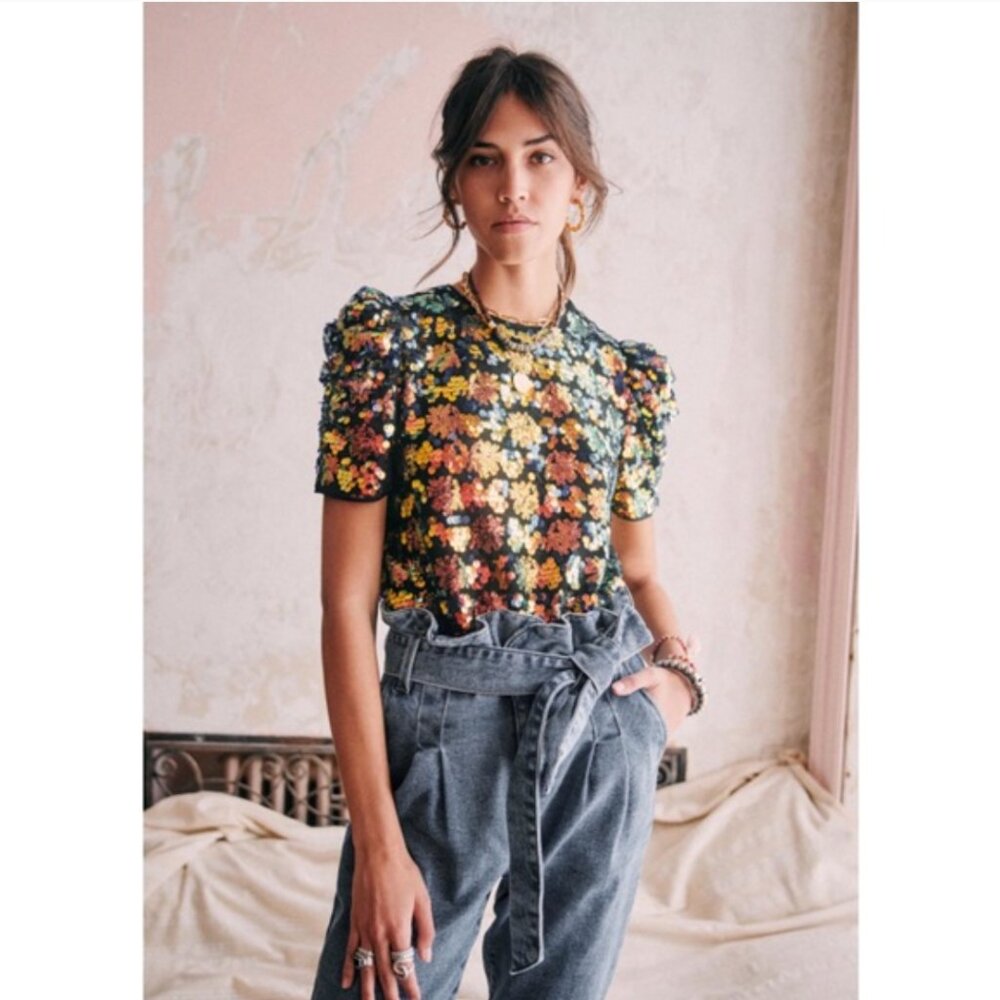 Sezane Kate Sequin Blouse (NWOT) Size 6/38